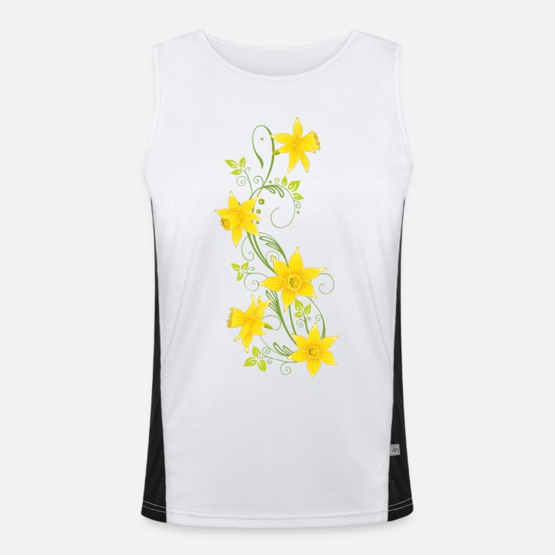 Easter, daffodils, daffodils, spring - Men's Functional Contrast Tank Top  - white/black
