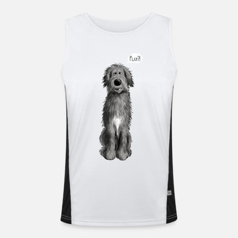 Irish Wolfhound Play - Dog - Dogs - Comic Men's Functional Contrast Tank Top 