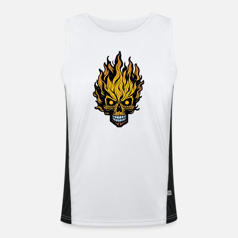 Flammender Schädel Funktionelles Kontrast-Tank Top für Männer 