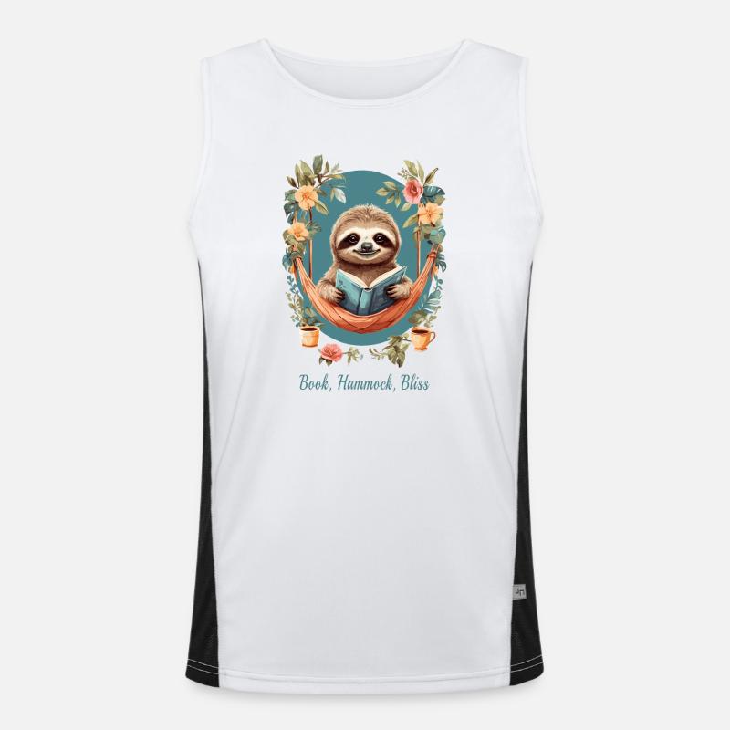 Book, Hammock, Bliss Men's Functional Contrast Tank Top 
