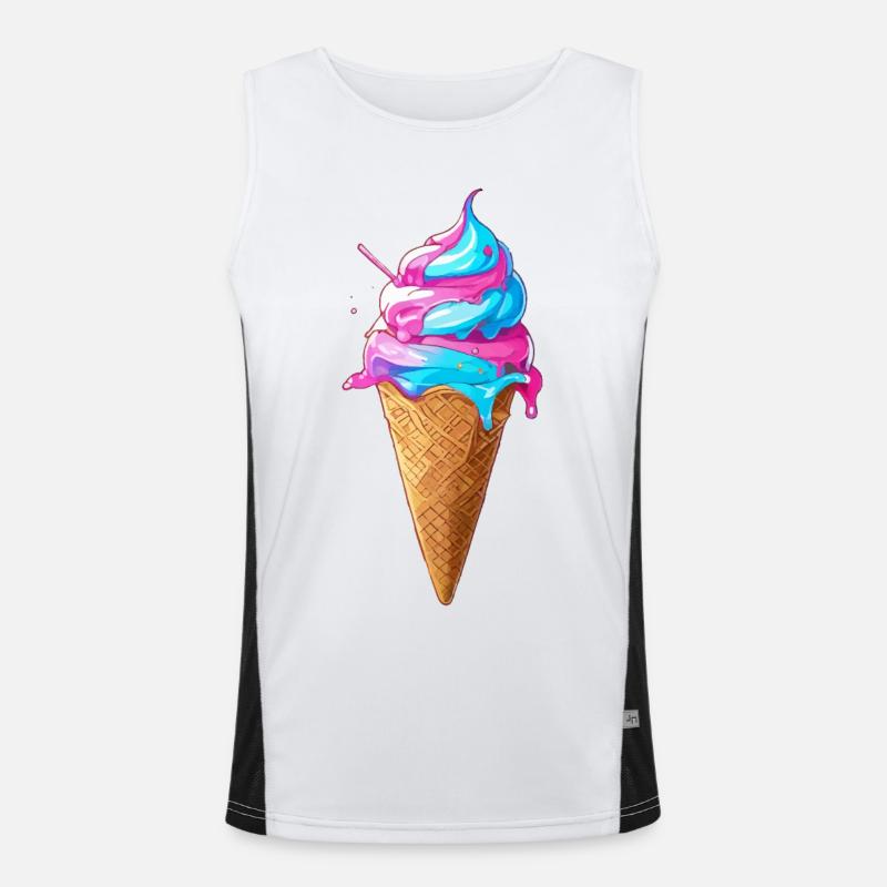 Lecker Eiscreme | Synthwave Eistüte Funktionelles Kontrast-Tank Top für Männer 
