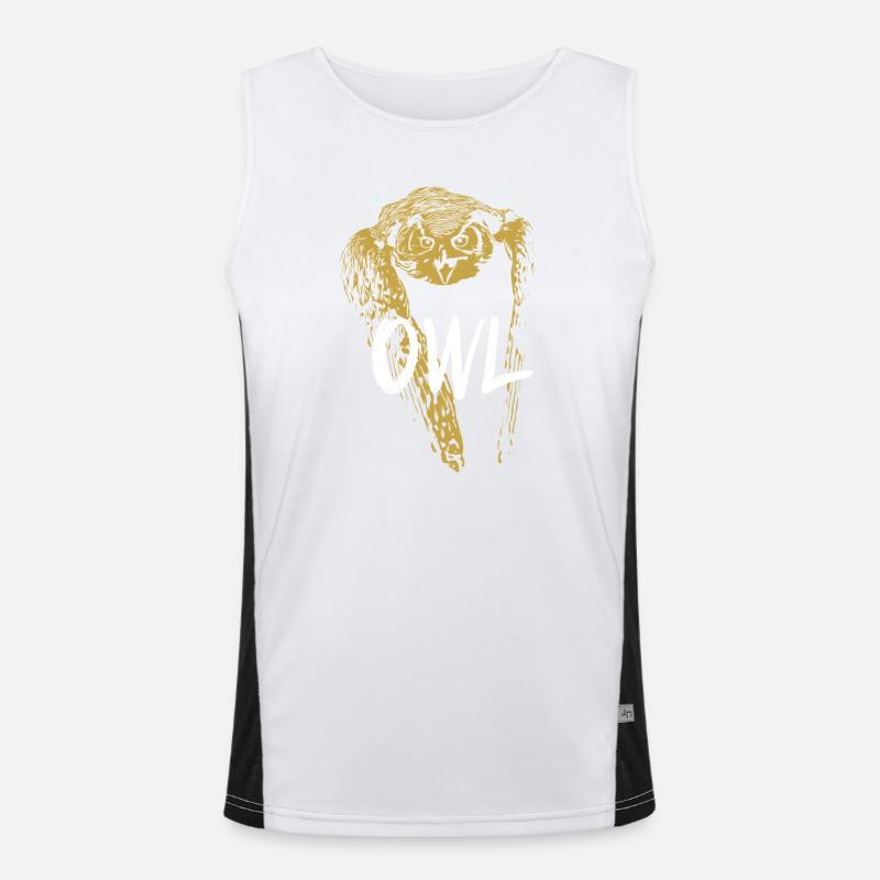 Moderne Kalligraphie Eule Illustration Funktionelles Kontrast-Tank Top für Männer 