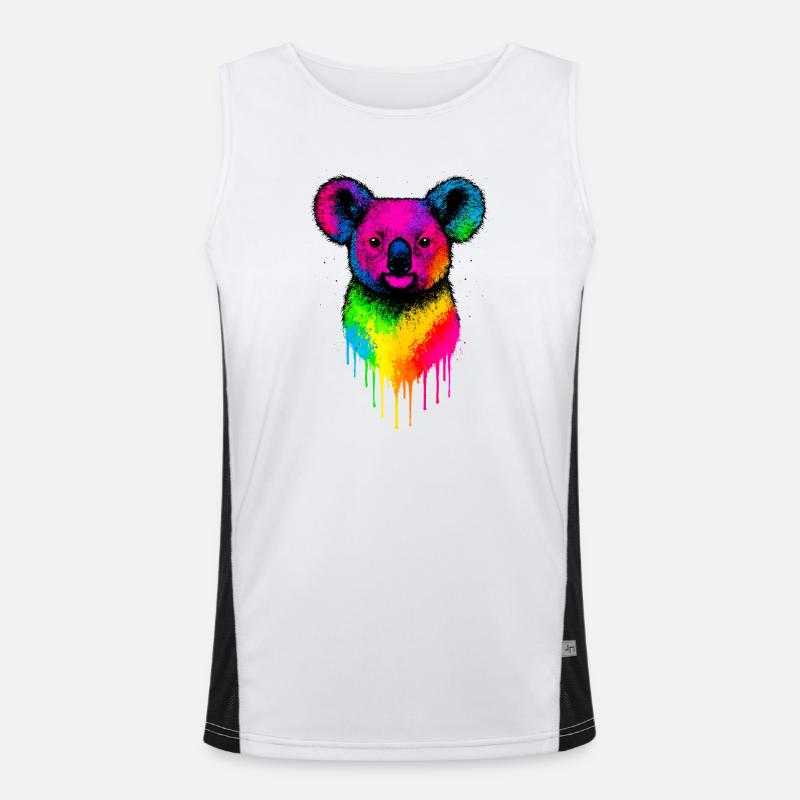 Rainbow Koala Neon Splatter Men's Functional Contrast Tank Top 