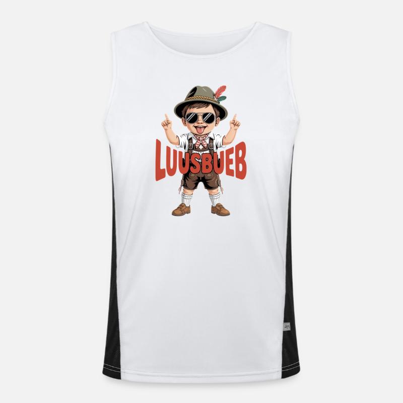 Luusbueb - Men's Functional Contrast Tank Top  - white/black