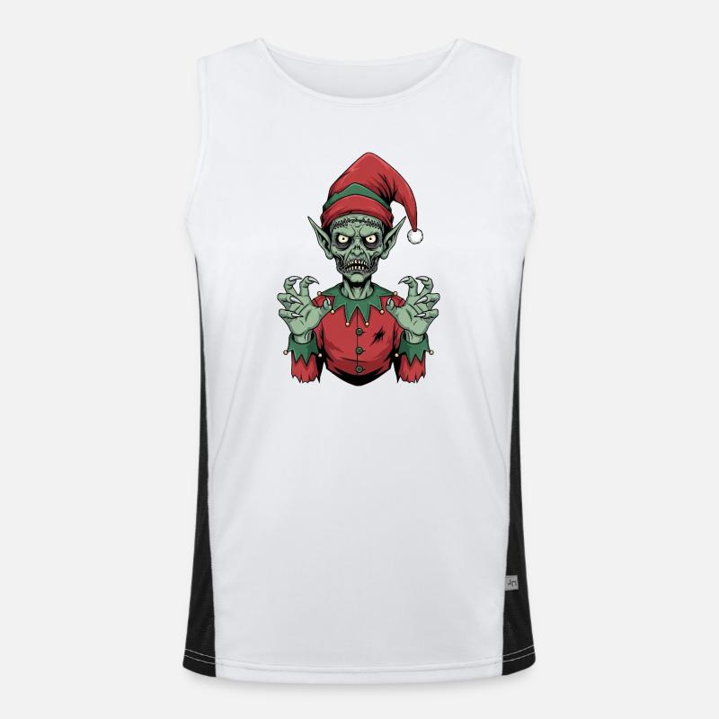 Creepy Skeleton Christmas Gnome Horror Gesche Men's Functional Contrast Tank Top 