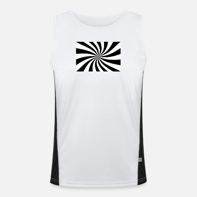 Hypnotische Schwarz-Weiß-Spirale Funktionelles Kontrast-Tank Top für Männer 