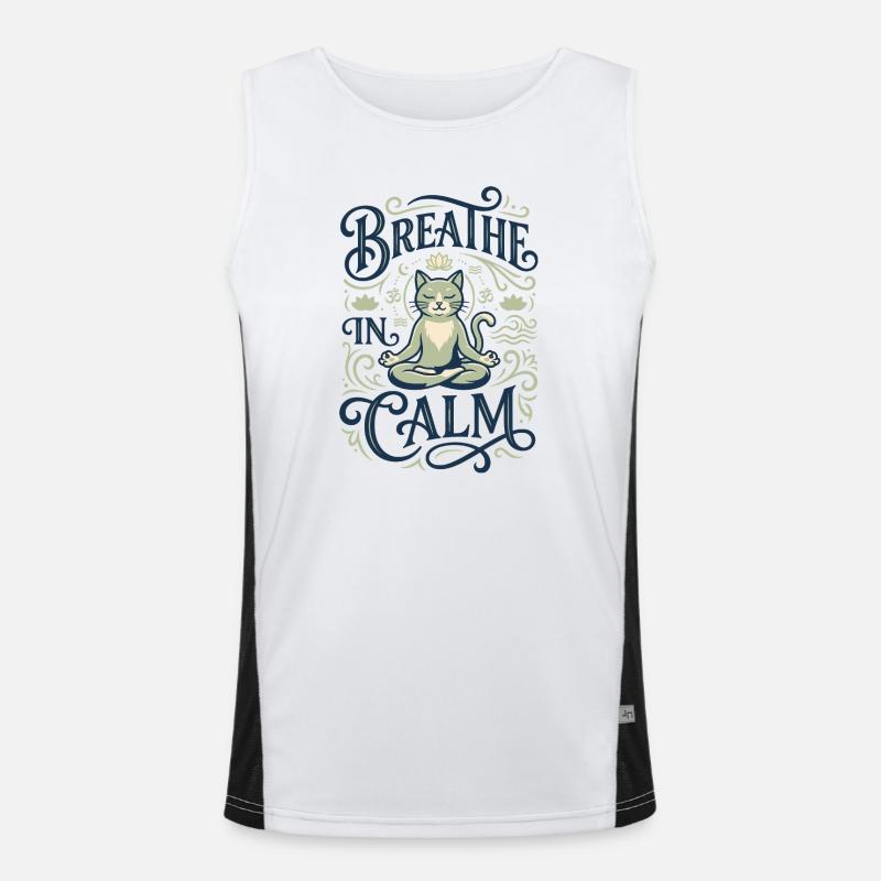 Meditating cat at rest Men's Functional Contrast Tank Top 