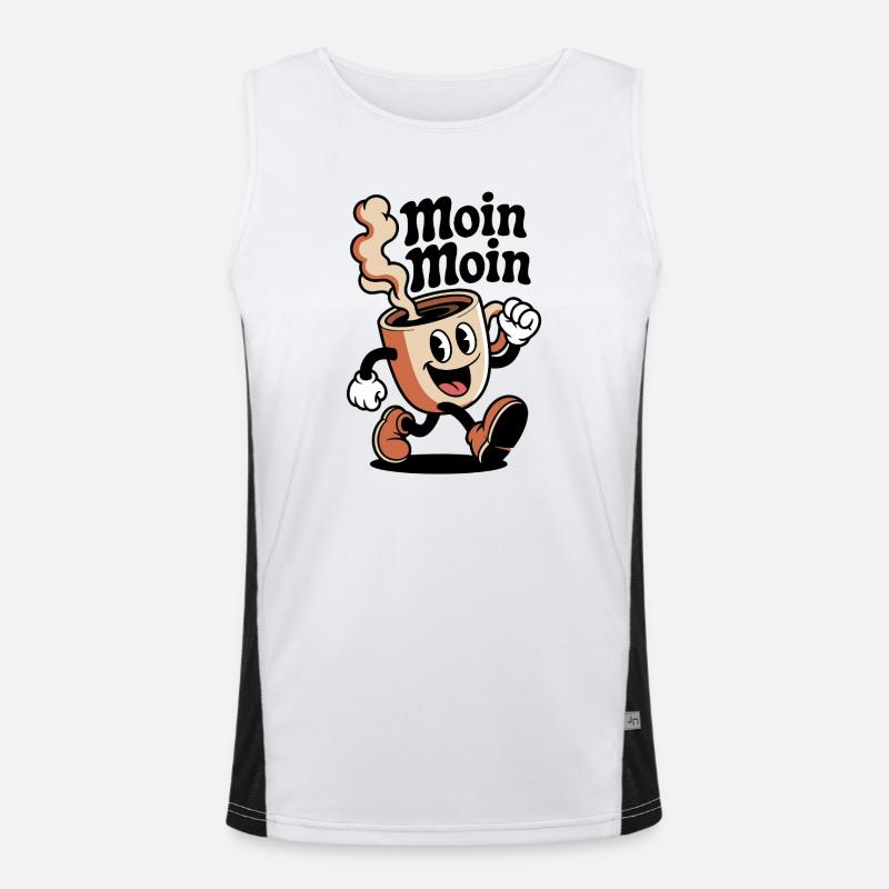 Kaffeefreude Cartoon Becher Funktionelles Kontrast-Tank Top für Männer 