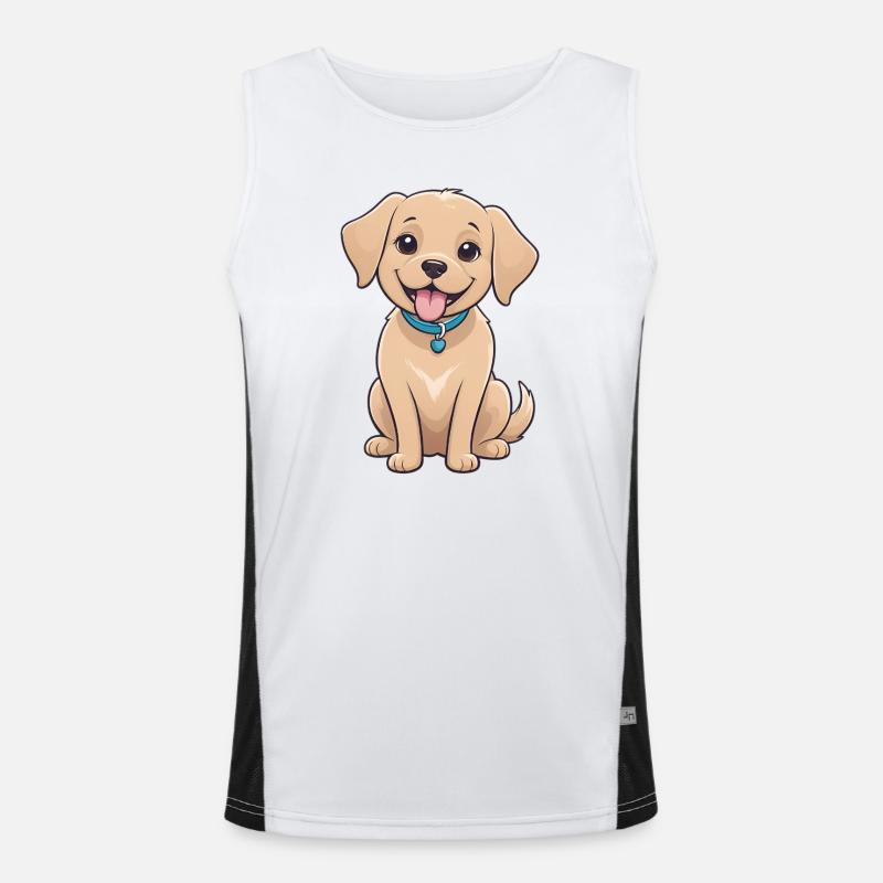 Dessin animé du chiot joyeux Débardeur respirant contrasté Homme 
