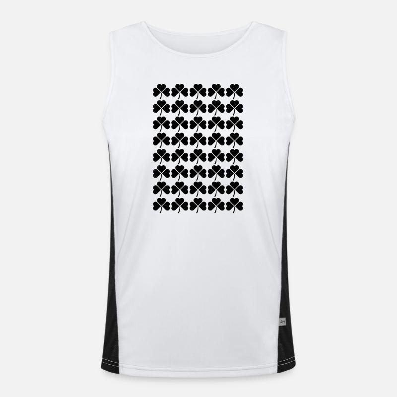 Irish Clover pattern design - Men's Functional Contrast Tank Top  - white/black