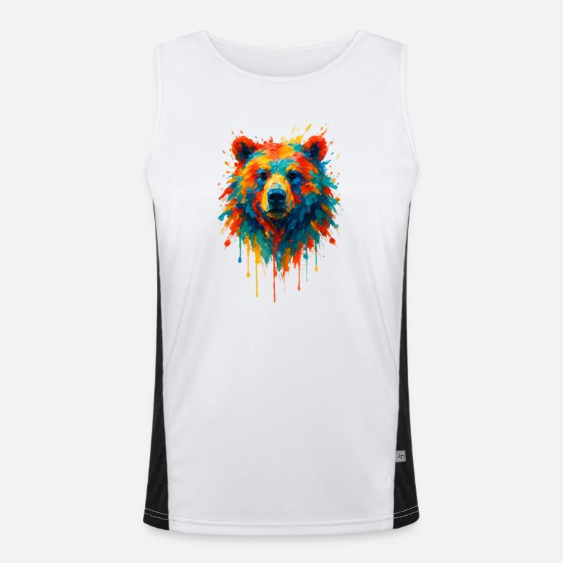 Bär im Splatter-Dynamik-Gemälde Funktionelles Kontrast-Tank Top für Männer 
