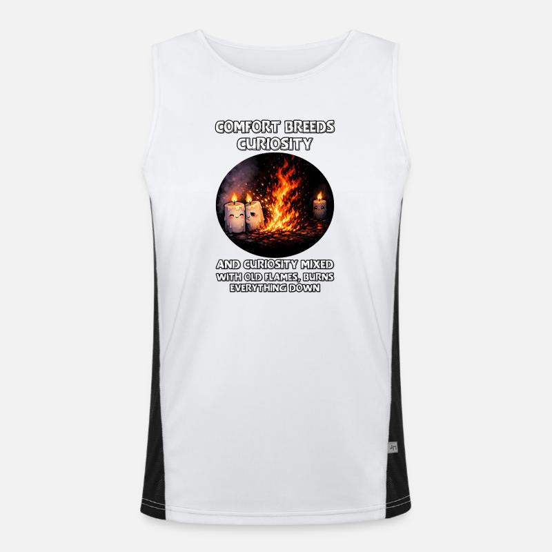 Curiosity burns everything down - Men's Functional Contrast Tank Top  - white/black