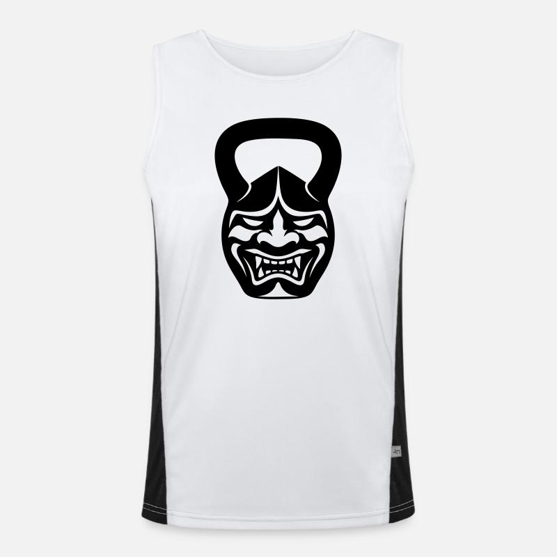 Gym Kettlebell Samurai Mask - Men's Functional Contrast Tank Top  - white/black