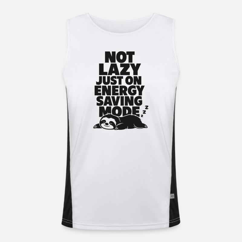 Not Lazy Just Energy Saving - Men's Functional Contrast Tank Top  - white/black
