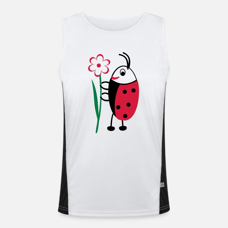 Ladybug with Flower Men's Functional Contrast Tank Top 