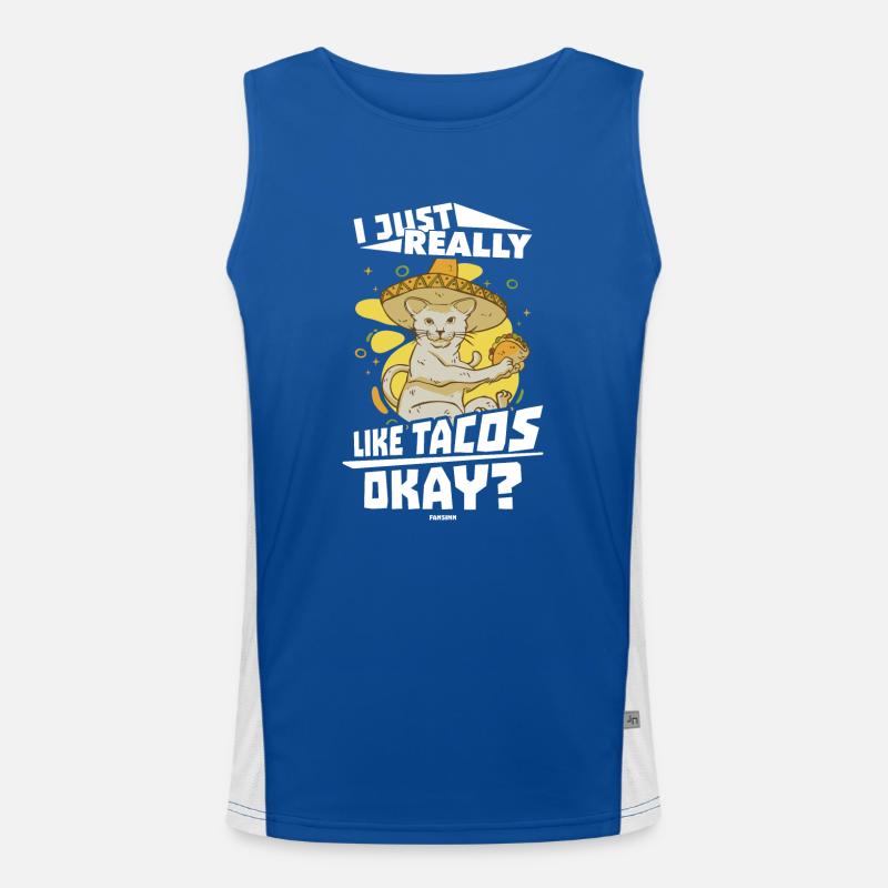 I Just Really Like Tacos Okay Funktionelles Kontrast-Tank Top für Männer 