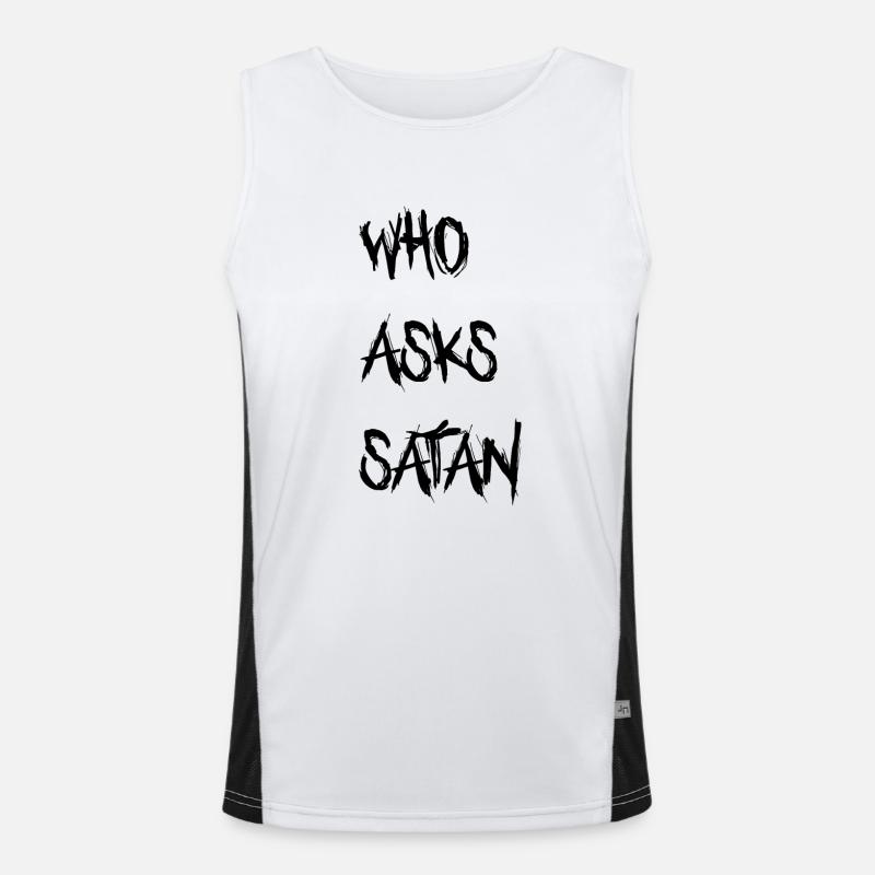 Who asks Satan Funktionelles Kontrast-Tank Top für Männer 