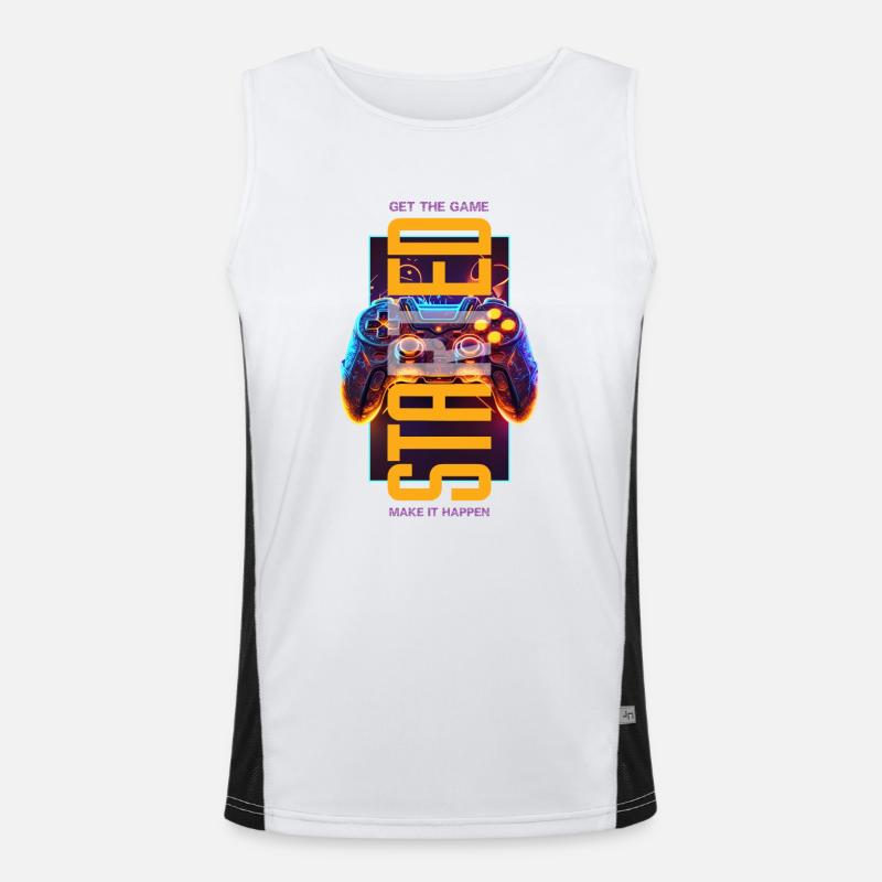 Get the game started - Men's Functional Contrast Tank Top - white/black