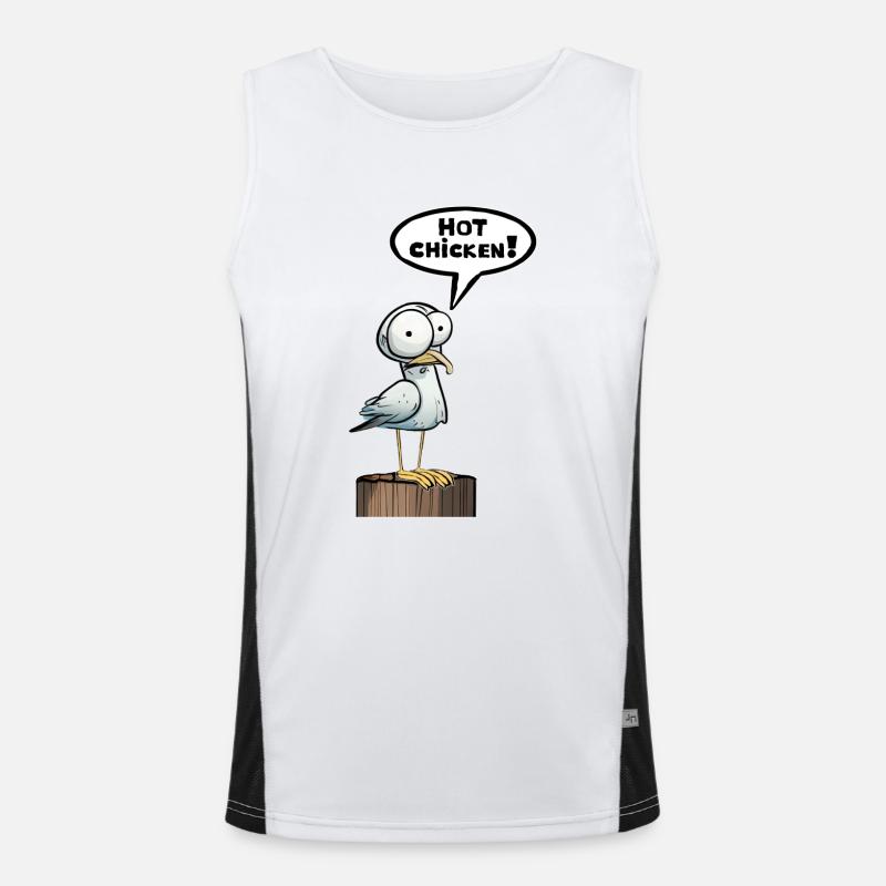 Seagull Speech Bubble Hot Chicken Men's Functional Contrast Tank Top 
