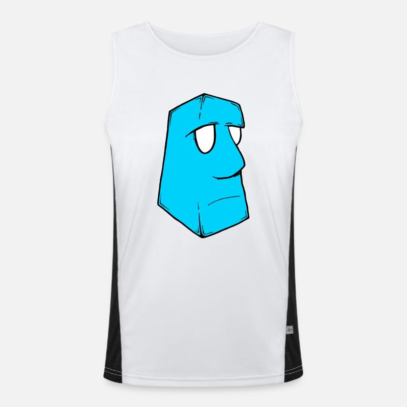 Moai Structure Blue Men's Functional Contrast Tank Top 
