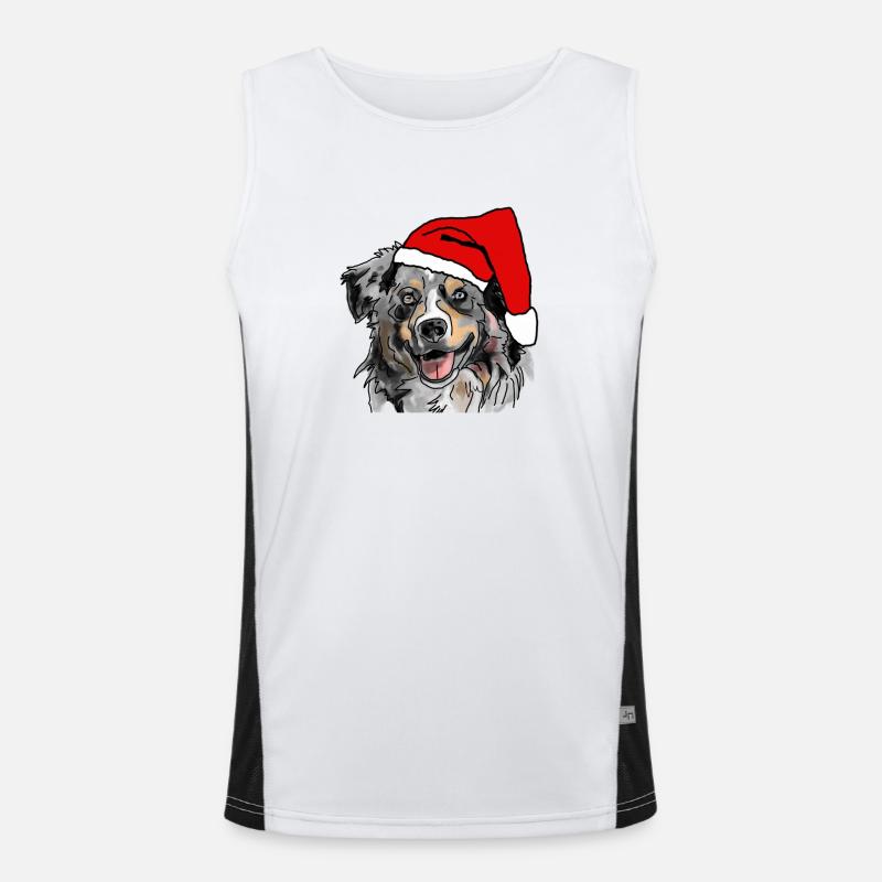 Australian Shepherd Aussie Christmas Men's Functional Contrast Tank Top 