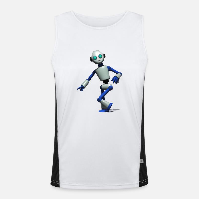 Robot de danse 3D en bleu et blanc Débardeur respirant contrasté Homme 