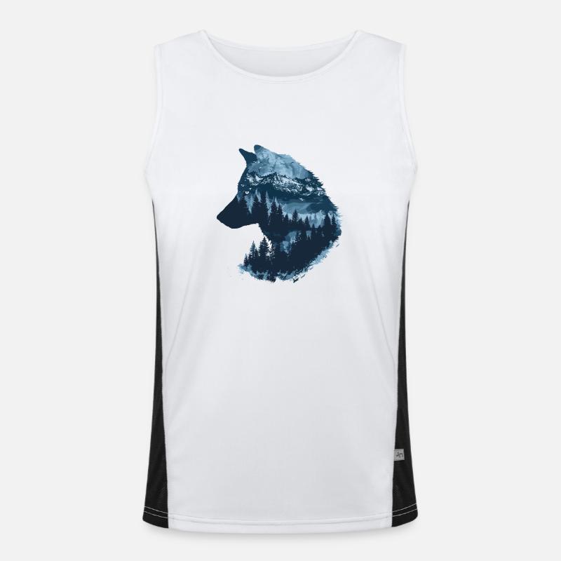 Wolf Wild Wolves Wilderness Howling - Men's Functional Contrast Tank Top - white/black