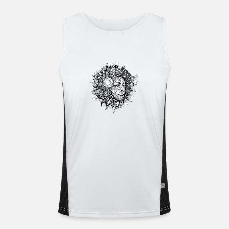 Boho Artwork, Frau mit Sonnenmuster Funktionelles Kontrast-Tank Top für Männer 