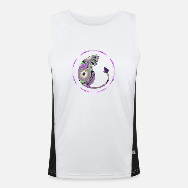 Cat with Elephant E 239 - Men's Functional Contrast Tank Top  - white/black