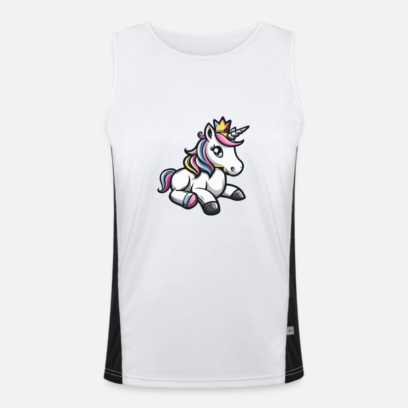 Einhorn Comic Krone Funktionelles Kontrast-Tank Top für Männer 