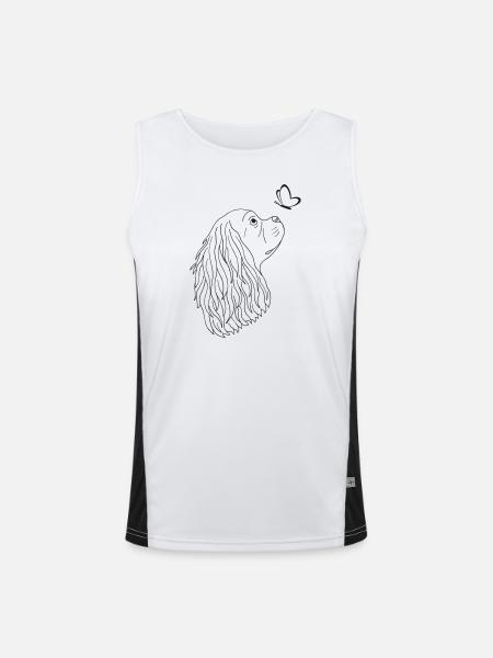 Cavalier King Charles Spaniel - Funktionelles Kontrast-Tank Top für Männer  - Weiß/Schwarz - Vorne