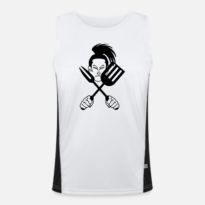 Japanese samurai cook - Men's Functional Contrast Tank Top  - white/black