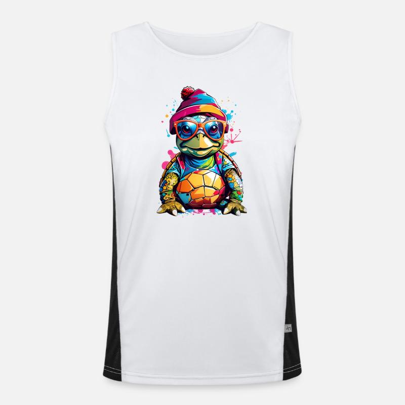 Schildkröte klein und Bunt Funktionelles Kontrast-Tank Top für Männer 