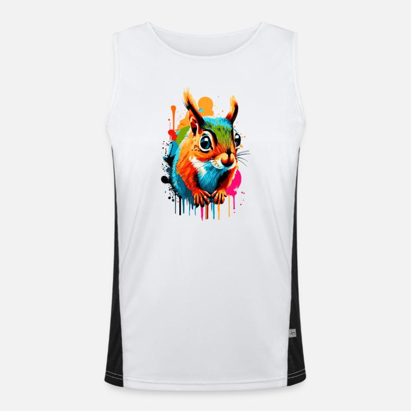Eichhörnchen Sciurus - Squirrel Farbenfroh - Funktionelles Kontrast-Tank Top für Männer  - Weiß/Schwarz