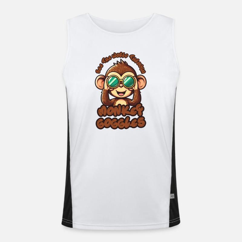 Cute Monkey: Sehen Sie die Welt durch eine Affenbrille! Funktionelles Kontrast-Tank Top für Männer 