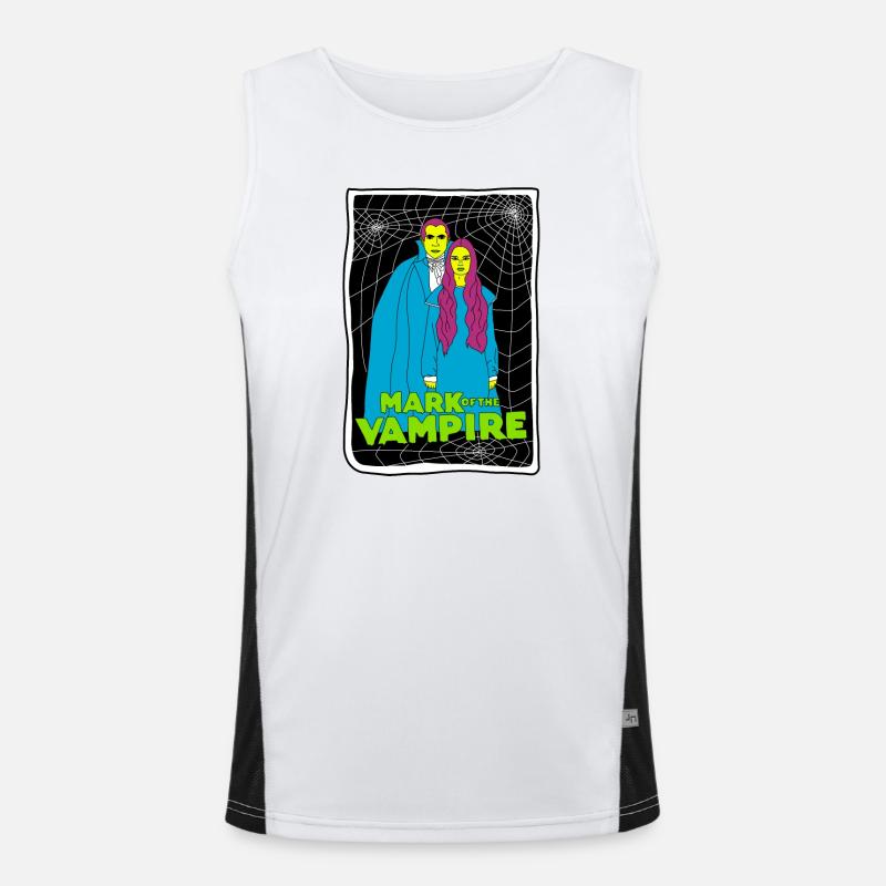 Vampire Duo with Spiderweb Background Men's Functional Contrast Tank Top 