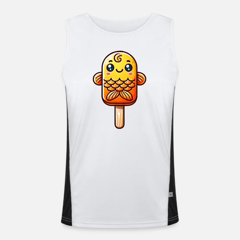 Ein Eis in Form eines lächelnden Goldfisches Funktionelles Kontrast-Tank Top für Männer 