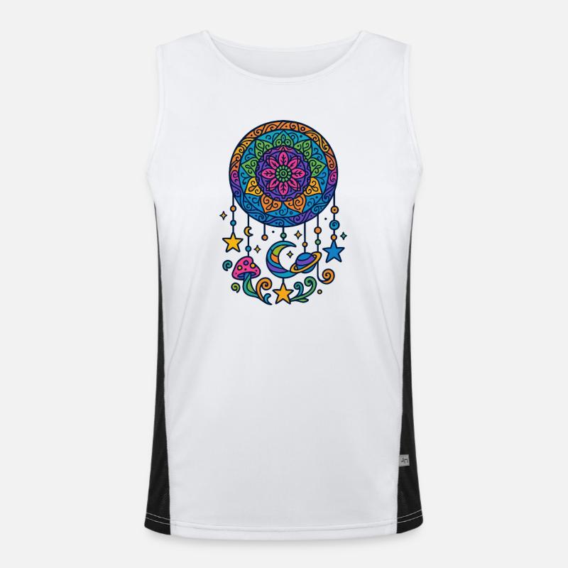 Psychedelischer Traumfänger im Universum Funktionelles Kontrast-Tank Top für Männer 