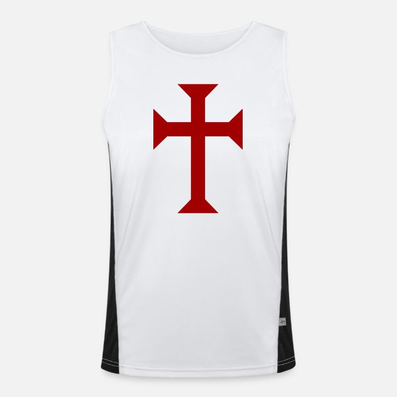 Red Templar Cross Men's Functional Contrast Tank Top 