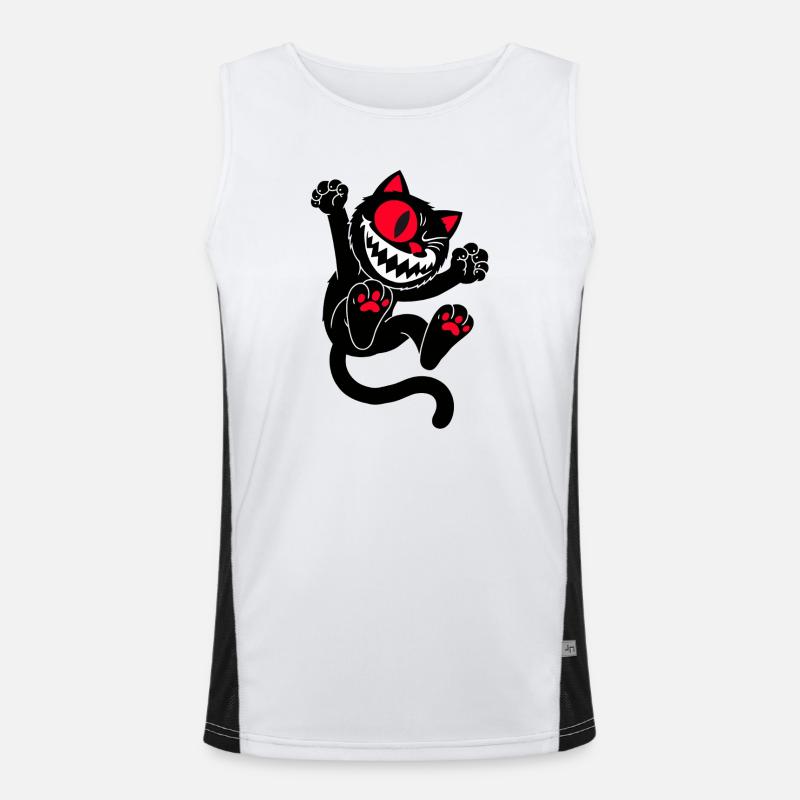 Springende Katze Funktionelles Kontrast-Tank Top für Männer 