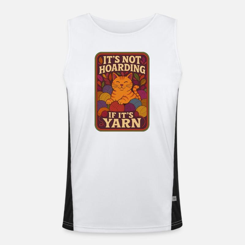 Hoarding Yarn Cat Illustration Men's Functional Contrast Tank Top 