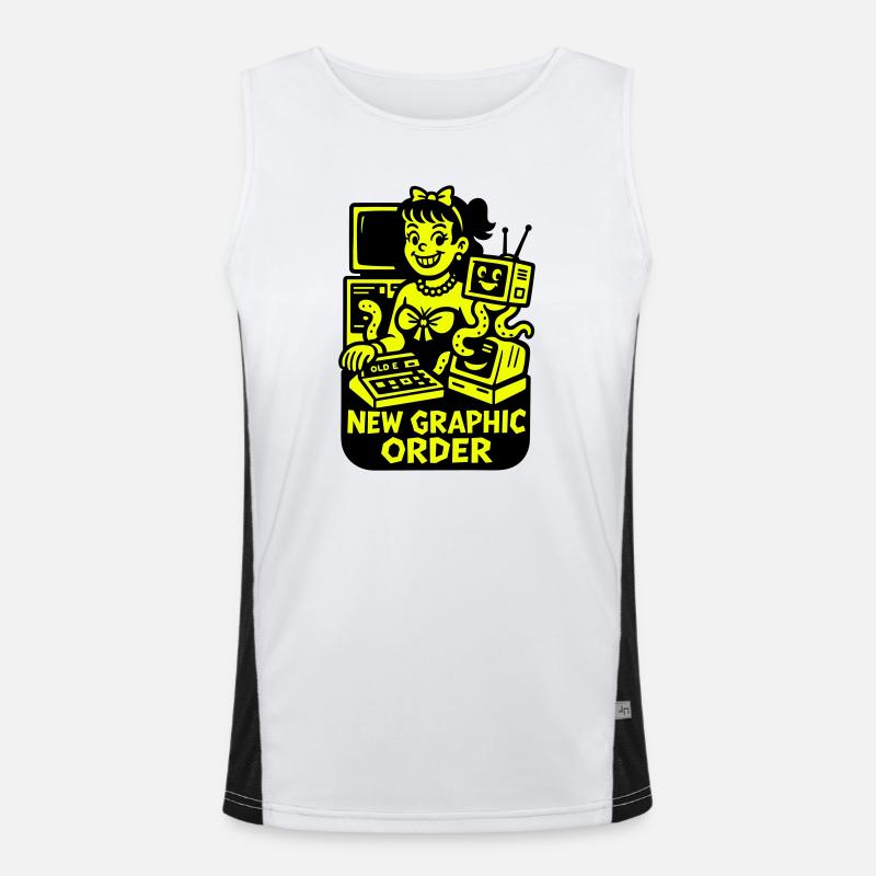 Retro Computer Graphics - Men's Functional Contrast Tank Top  - white/black