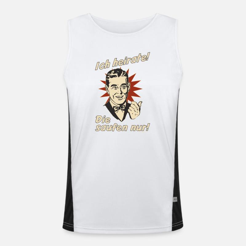 Retro wedding vows with drinking motif Men's Functional Contrast Tank Top 