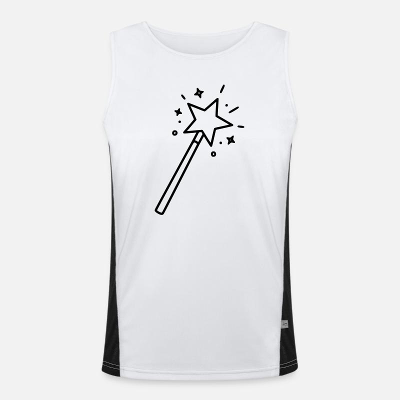 Minimalist Wand Star Magic Line Art Men's Functional Contrast Tank Top 