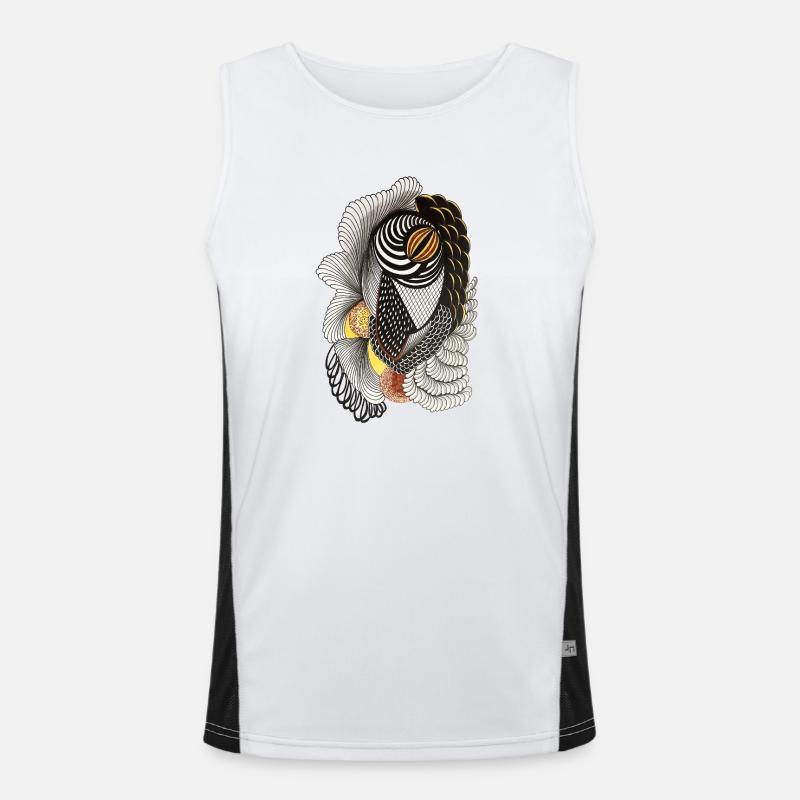 Geometric line drawing with scale pattern Men's Functional Contrast Tank Top 