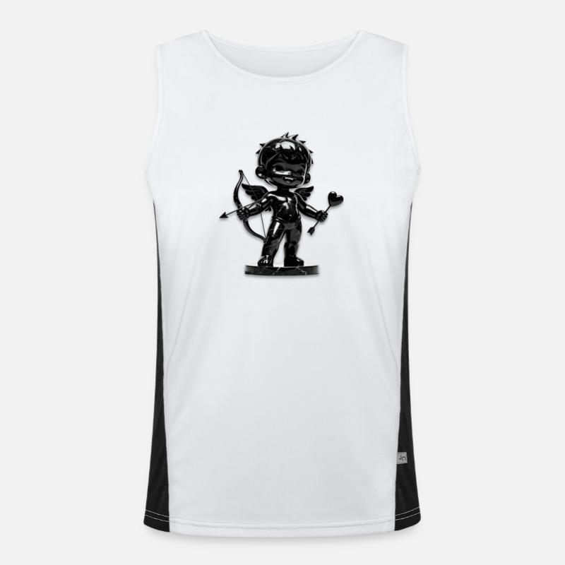 Schwarzer Amor mit Bogen Funktionelles Kontrast-Tank Top für Männer 