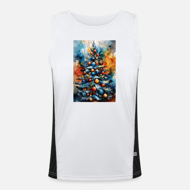 Lebendiger Aquarell-Weihnachtsbaum Funktionelles Kontrast-Tank Top für Männer 