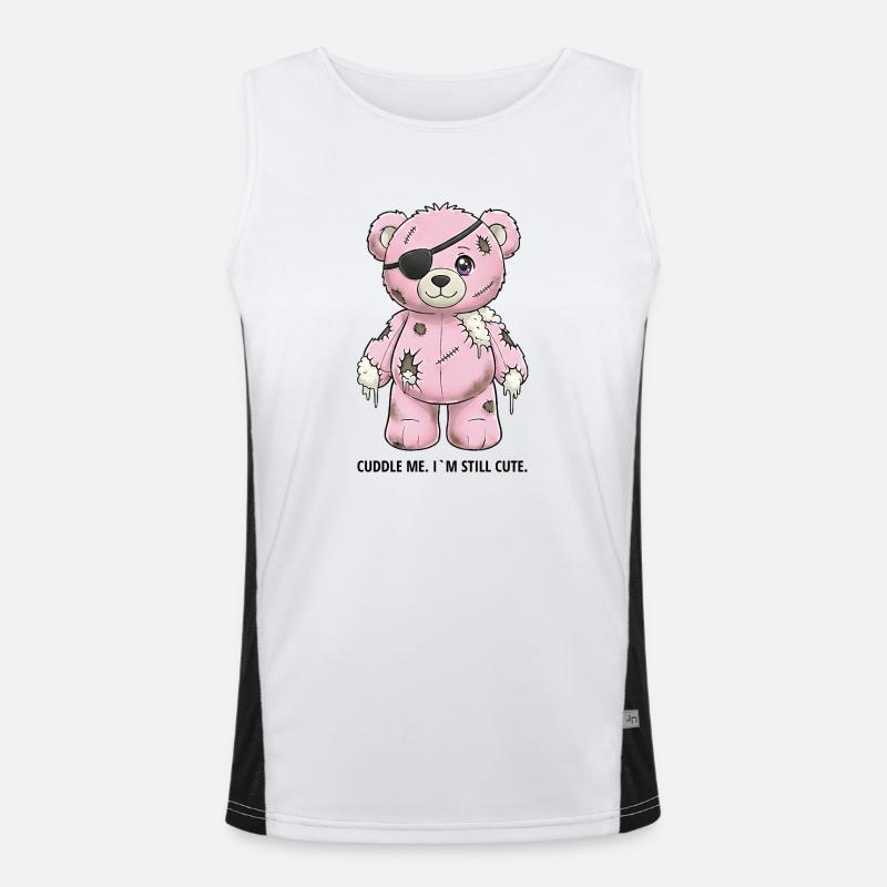 Ours en peluche rose patchwork avec cache-œil Débardeur respirant contrasté Homme 