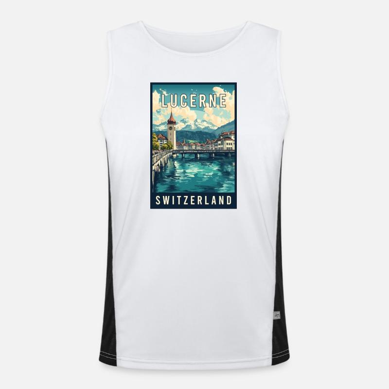 Entdecken Sie die Schweizer Alpen und Luzern in der Schweiz Funktionelles Kontrast-Tank Top für Männer 
