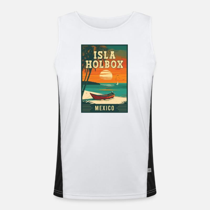 Entdecken Sie das Paradies auf der Isla Holbox in Mexiko Funktionelles Kontrast-Tank Top für Männer 